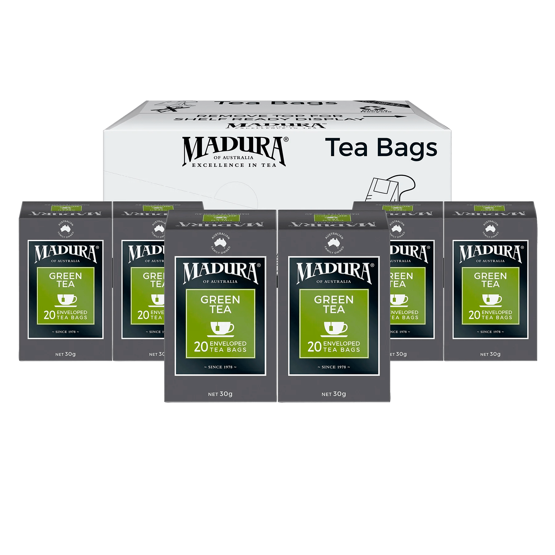 Green Tea 20 Enveloped Tea Bags - Madura Tea