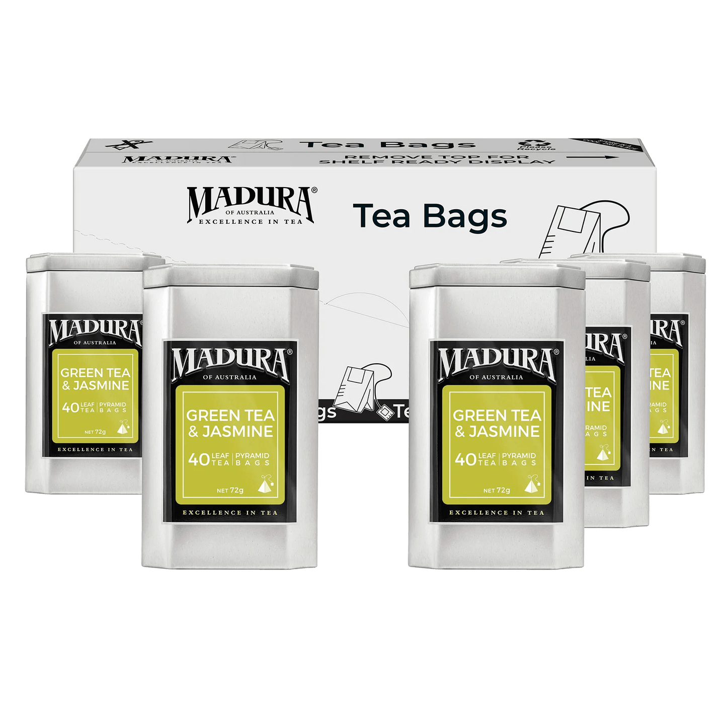 Green Tea & Jasmine 40 Leaf Infusers in Caddy - Madura Tea