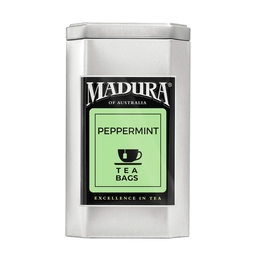 Empty Caddy with Peppermint Tea Bags Label - Madura Tea