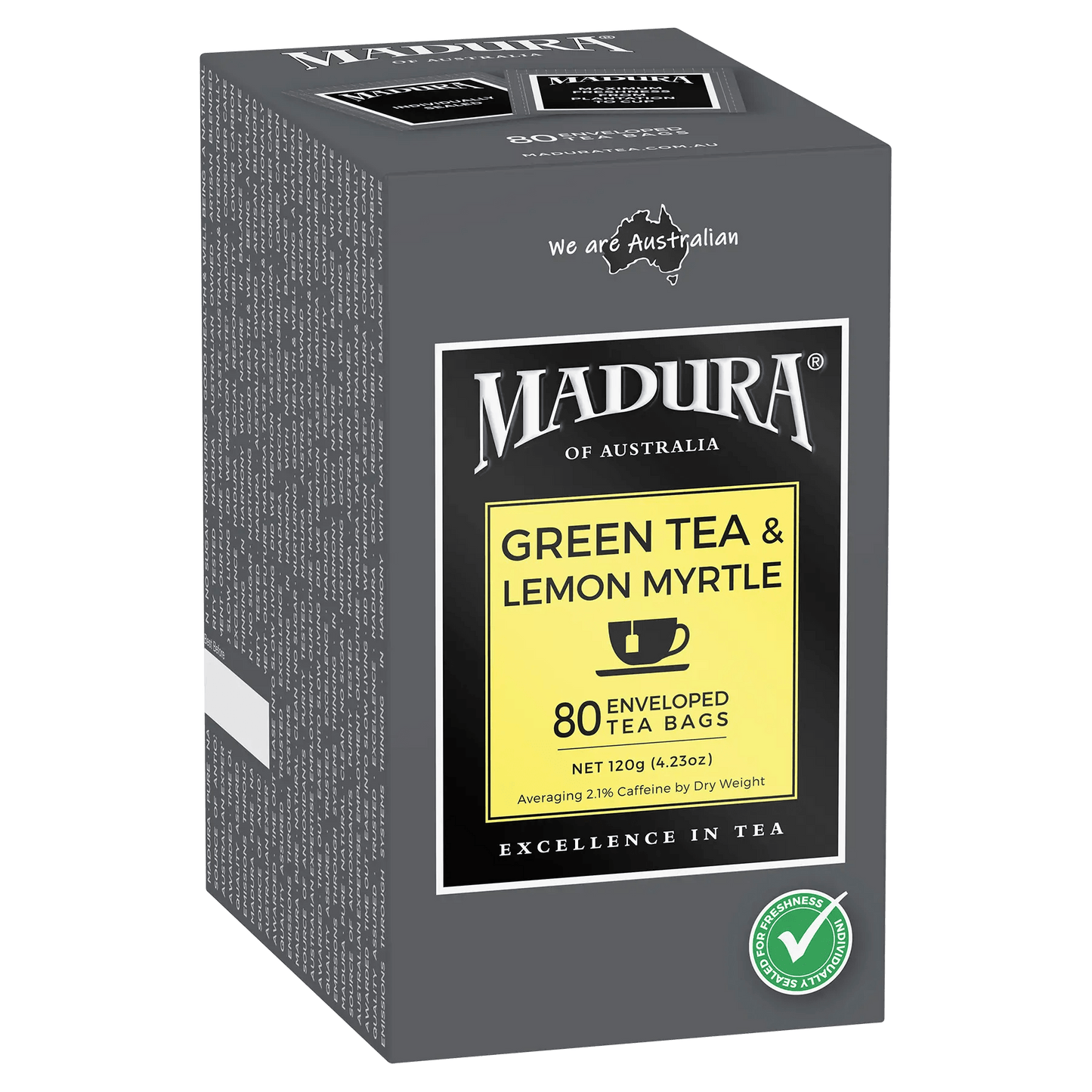 Green Tea & Australian Lemon Myrtle 80 Enveloped Tea Bags - Madura Tea Estates