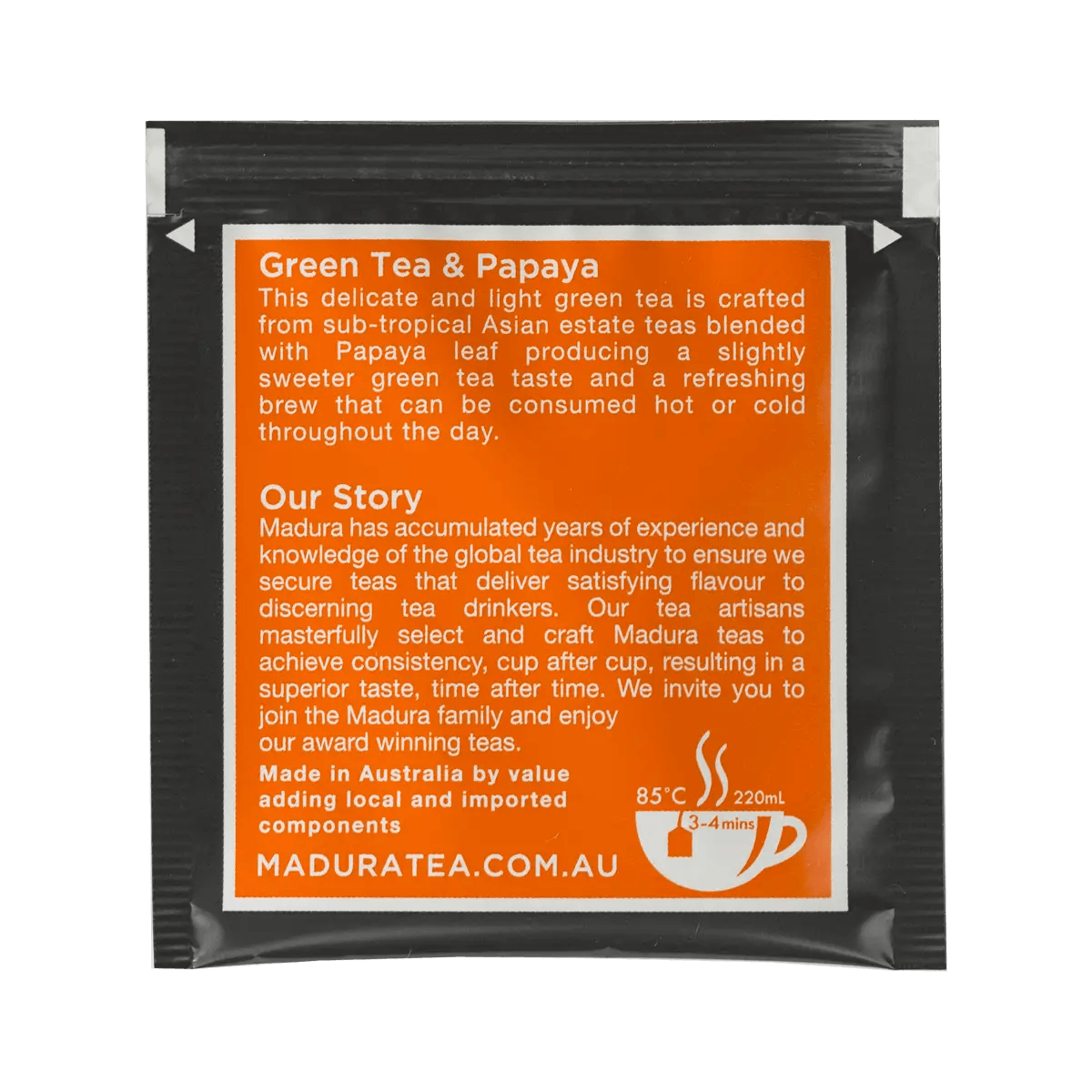 Green Tea & Papaya 20 Enveloped Tea Bags - Madura Tea Estates
