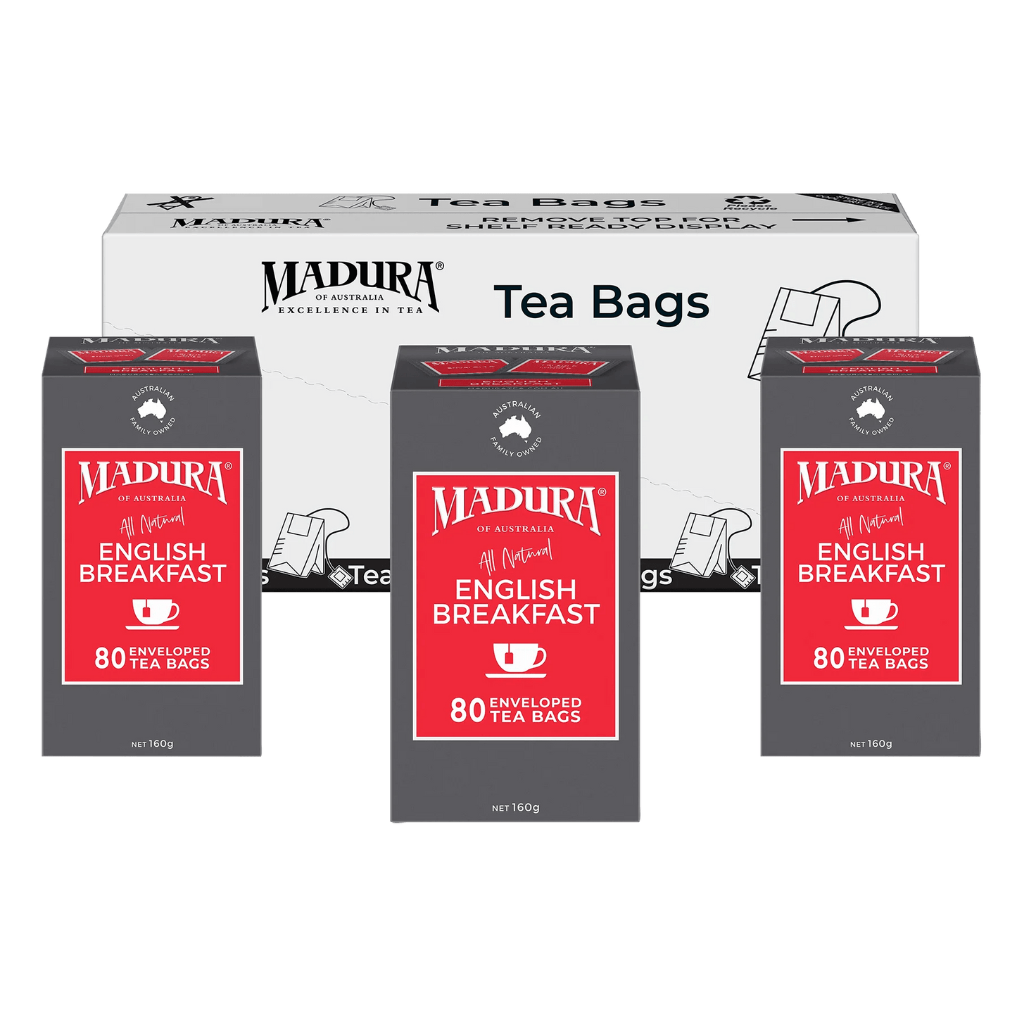 English Breakfast 80 Enveloped Tea Bags - Madura Tea