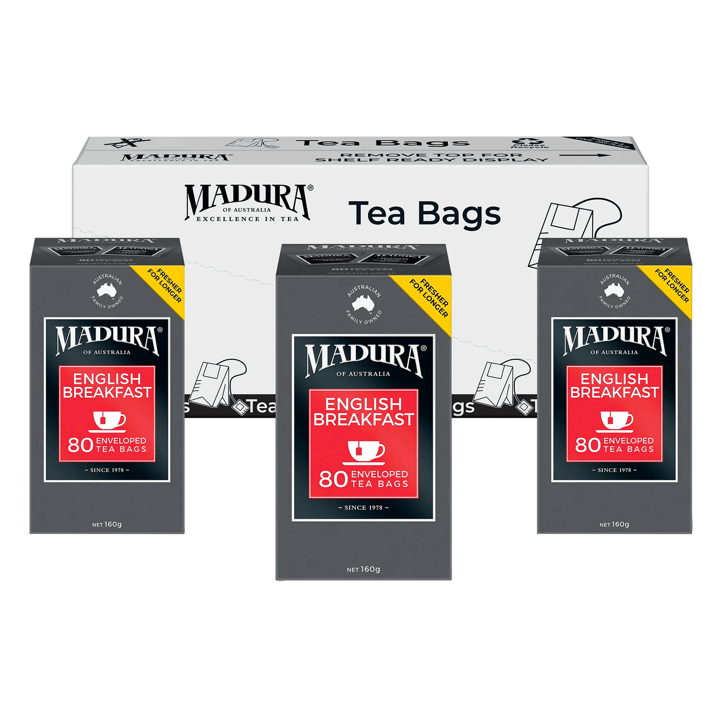 English Breakfast 80 Enveloped Tea Bags - Madura Tea