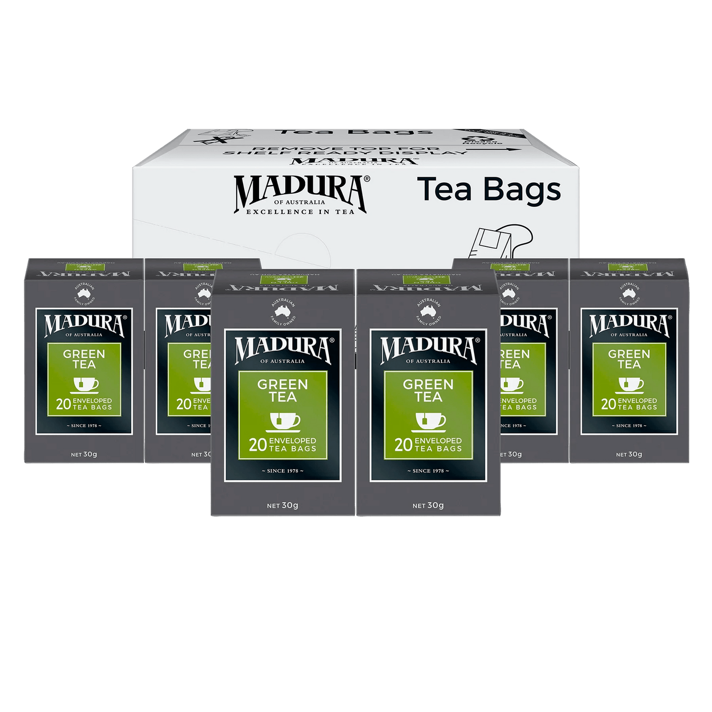 Green Tea 20 Enveloped Tea Bags - Madura Tea