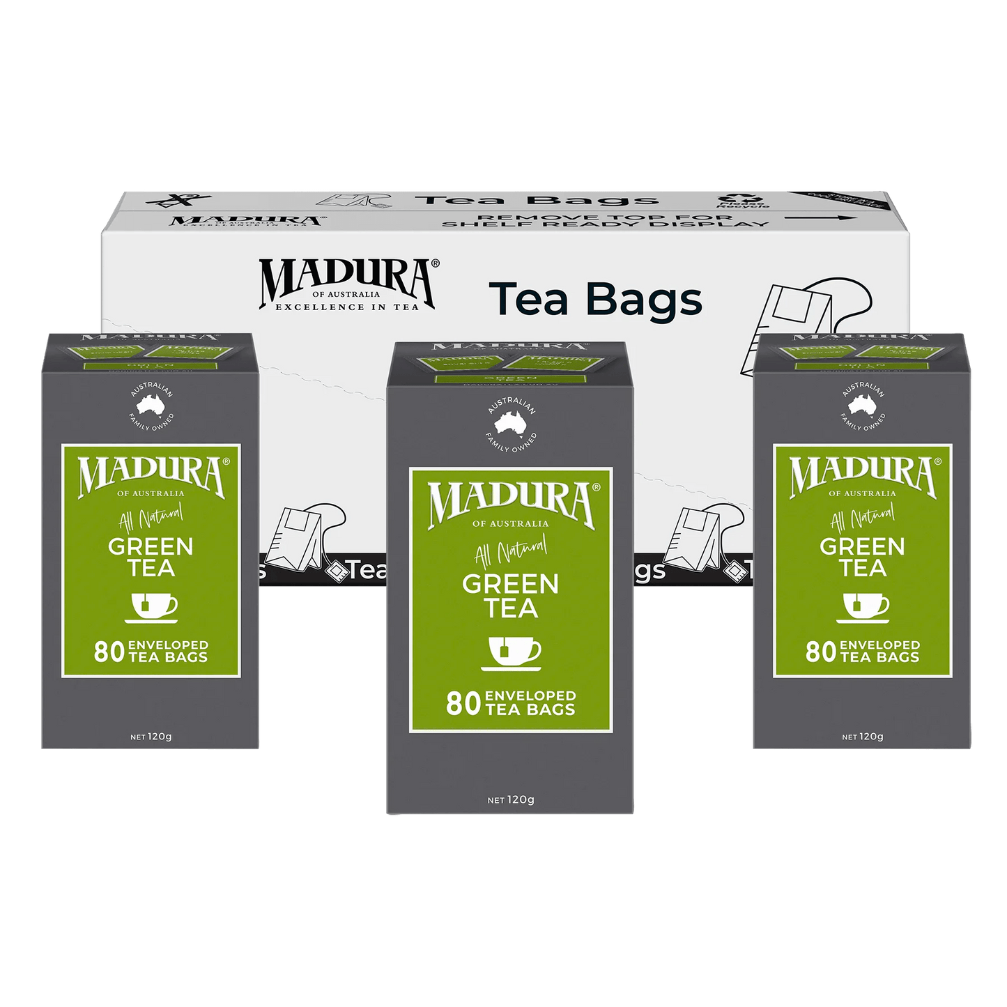 Green Tea 80 Enveloped Tea Bags - Madura Tea