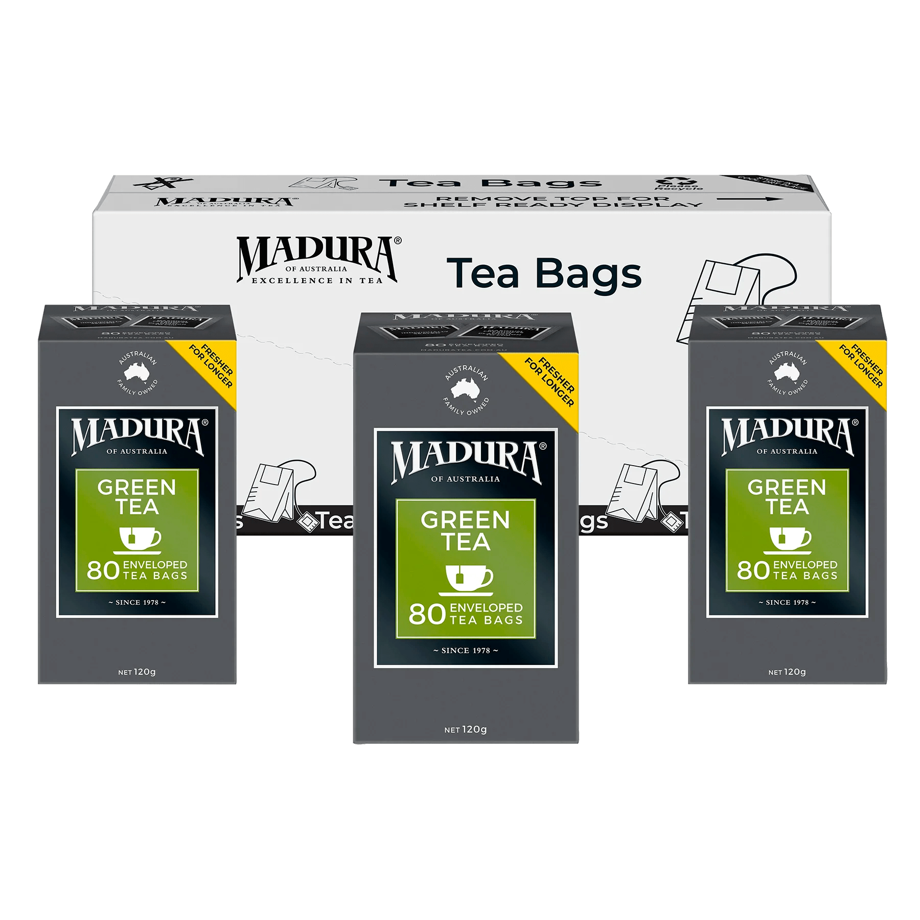Green Tea 80 Enveloped Tea Bags - Madura Tea