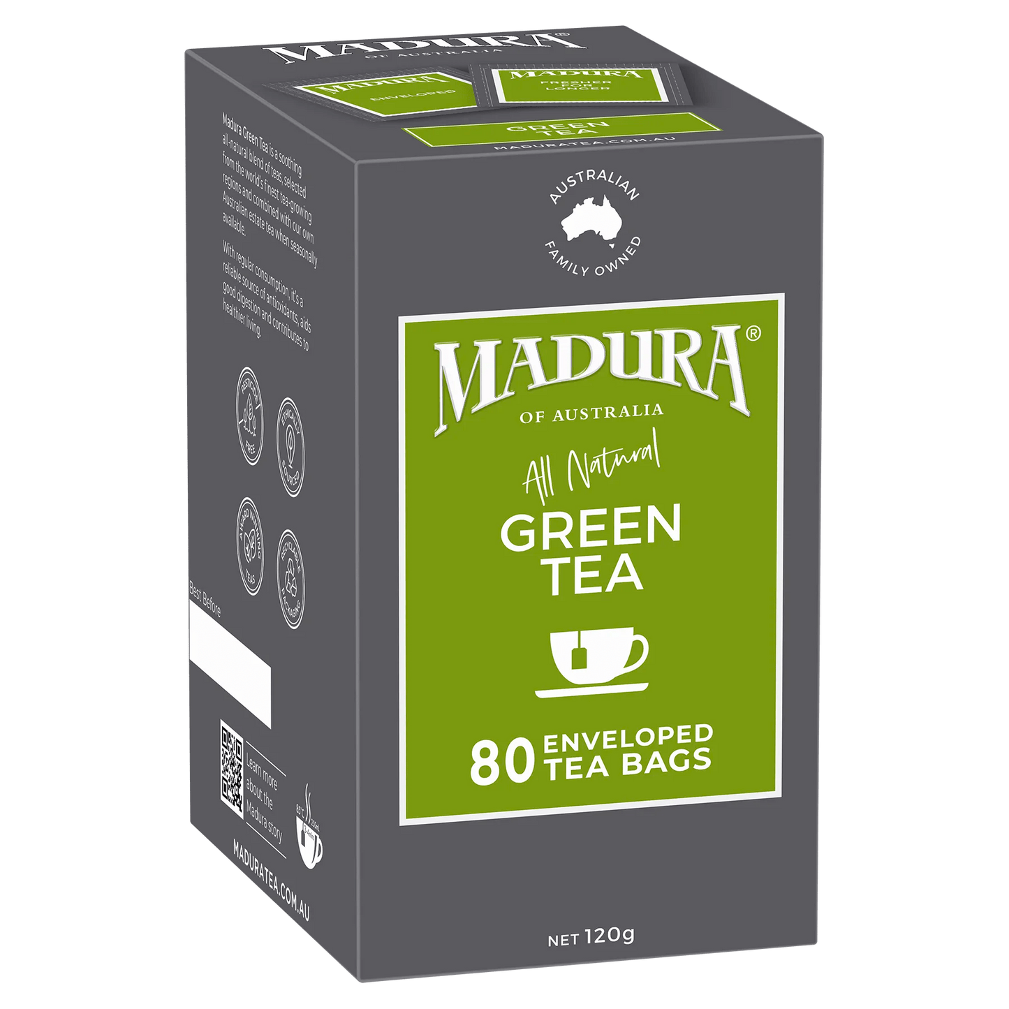 Green Tea 80 Enveloped Tea Bags - Madura Tea