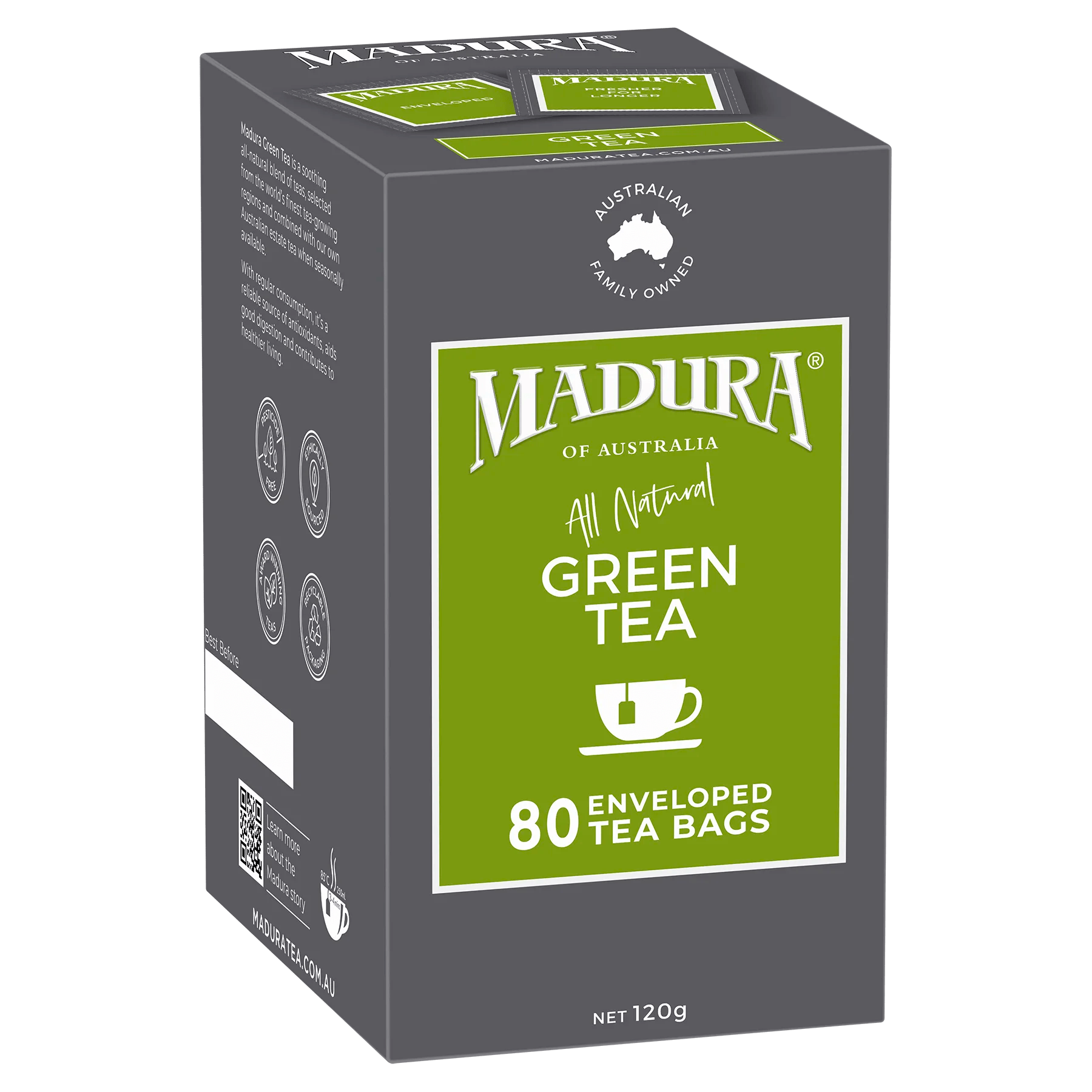 Green Tea 80 Enveloped Tea Bags - Madura Tea