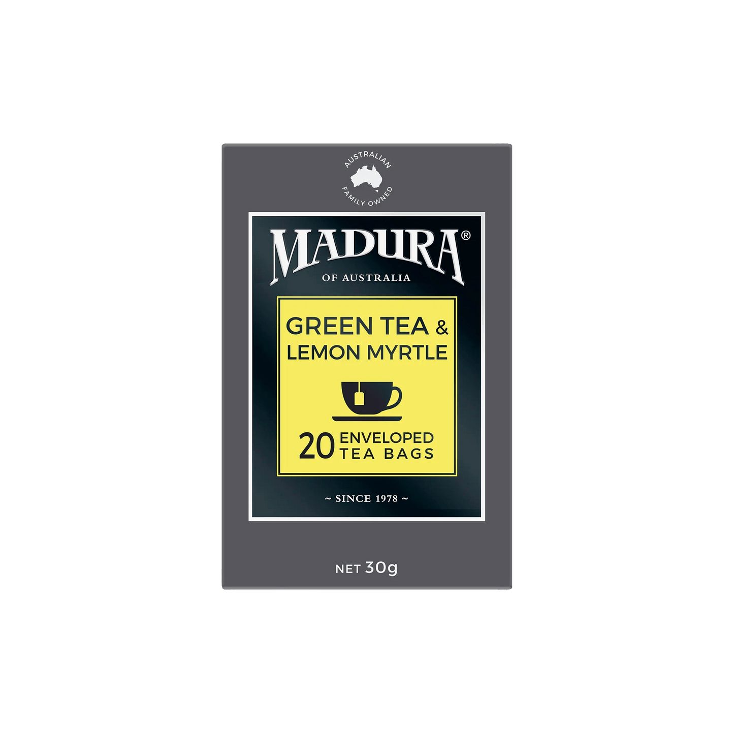 Green Tea & Australian Lemon Myrtle 20 Enveloped Tea Bags - Madura Tea