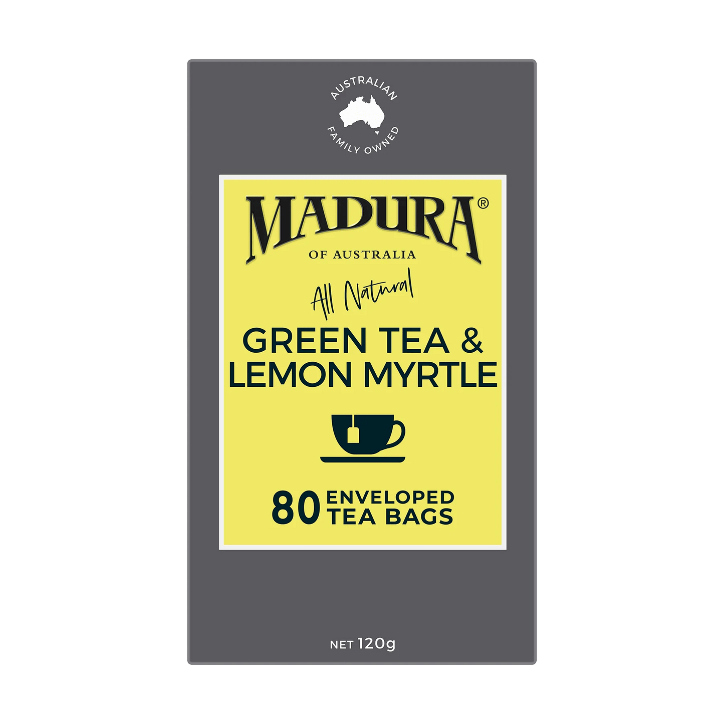 Green Tea & Australian Lemon Myrtle 80 Enveloped Tea Bags - Madura Tea