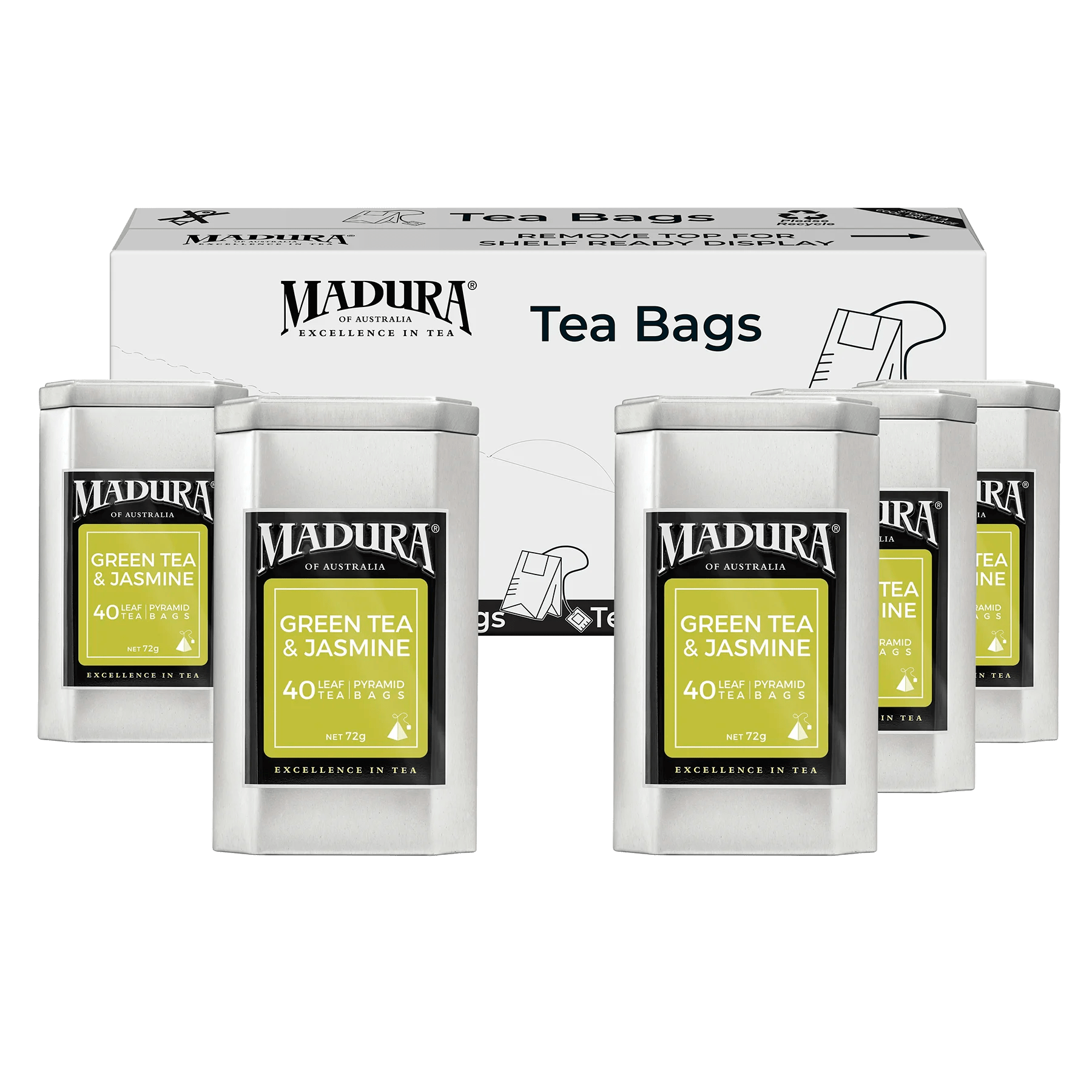 Green Tea & Jasmine 40 Leaf Infusers in Caddy - Madura Tea