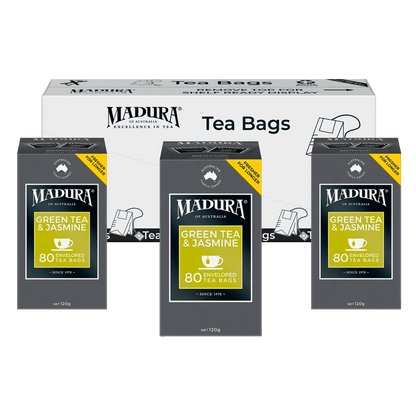 Green Tea & Jasmine 80 Enveloped Tea Bags - Madura Tea