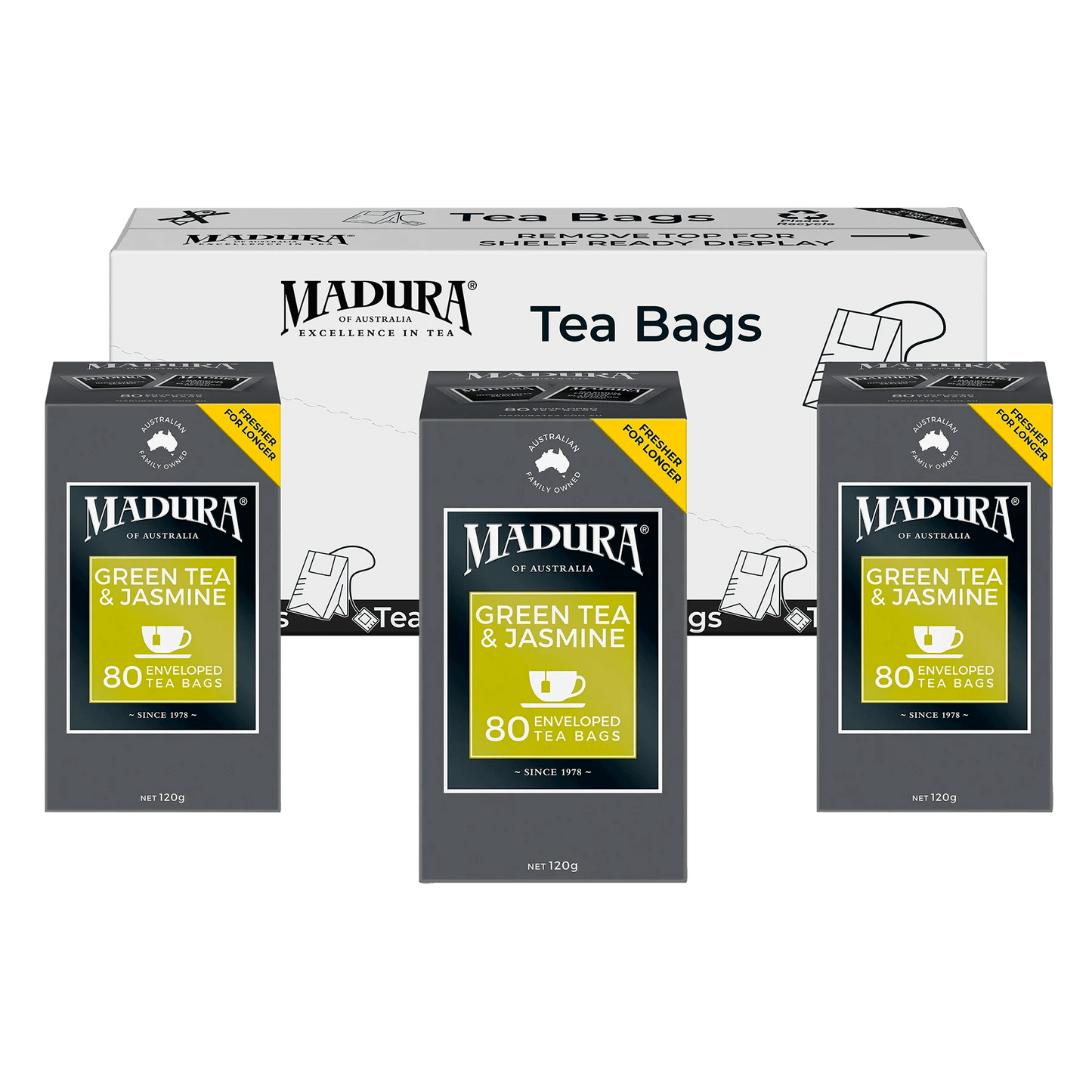 Green Tea & Jasmine 80 Enveloped Tea Bags - Madura Tea