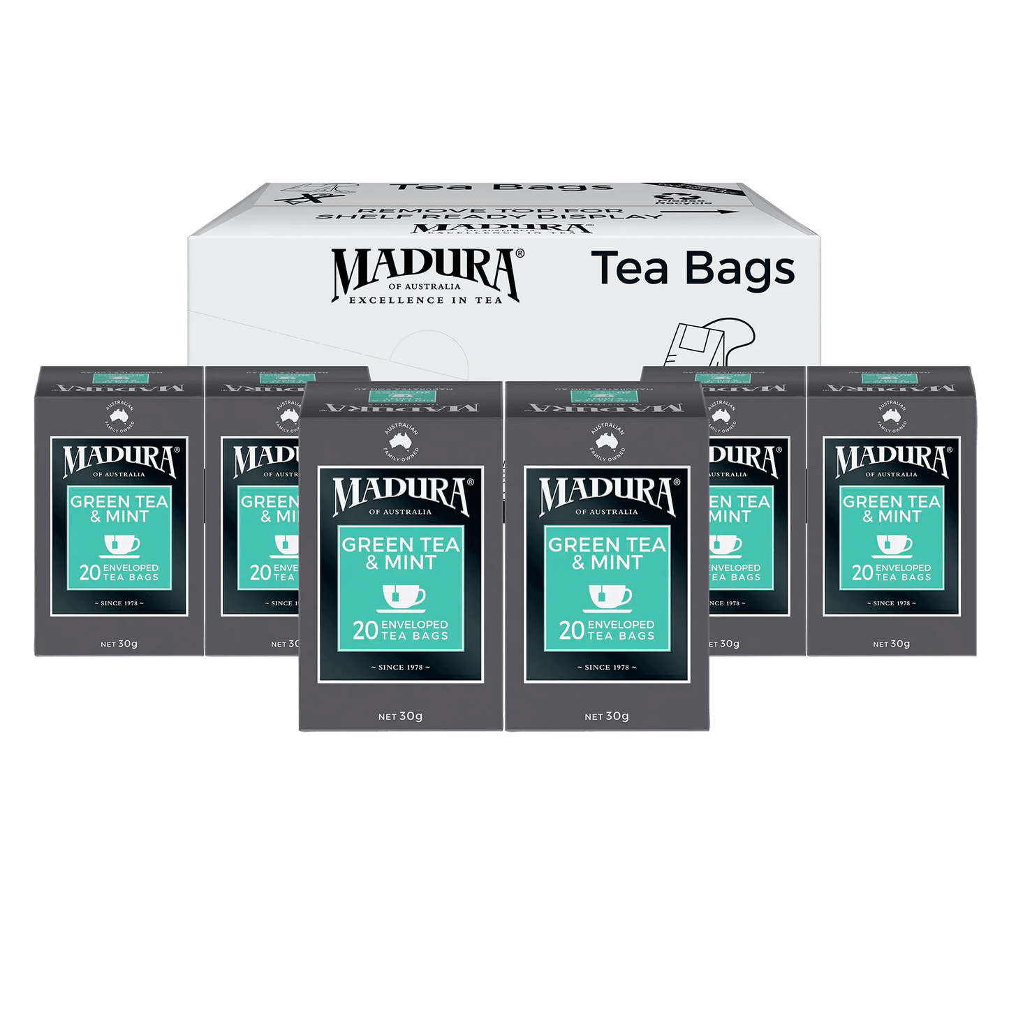 Green Tea & Mint 20 Enveloped Tea Bags - Madura Tea