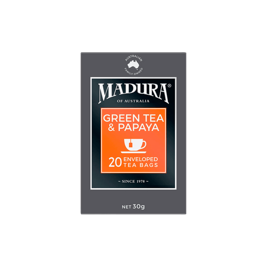 Green Tea & Papaya 20 Enveloped Tea Bags - Madura Tea
