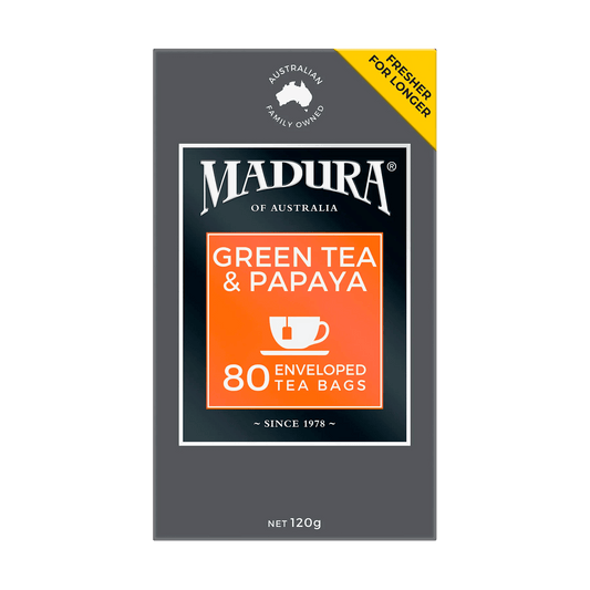 Green Tea & Papaya 80 Enveloped Tea Bags - Madura Tea