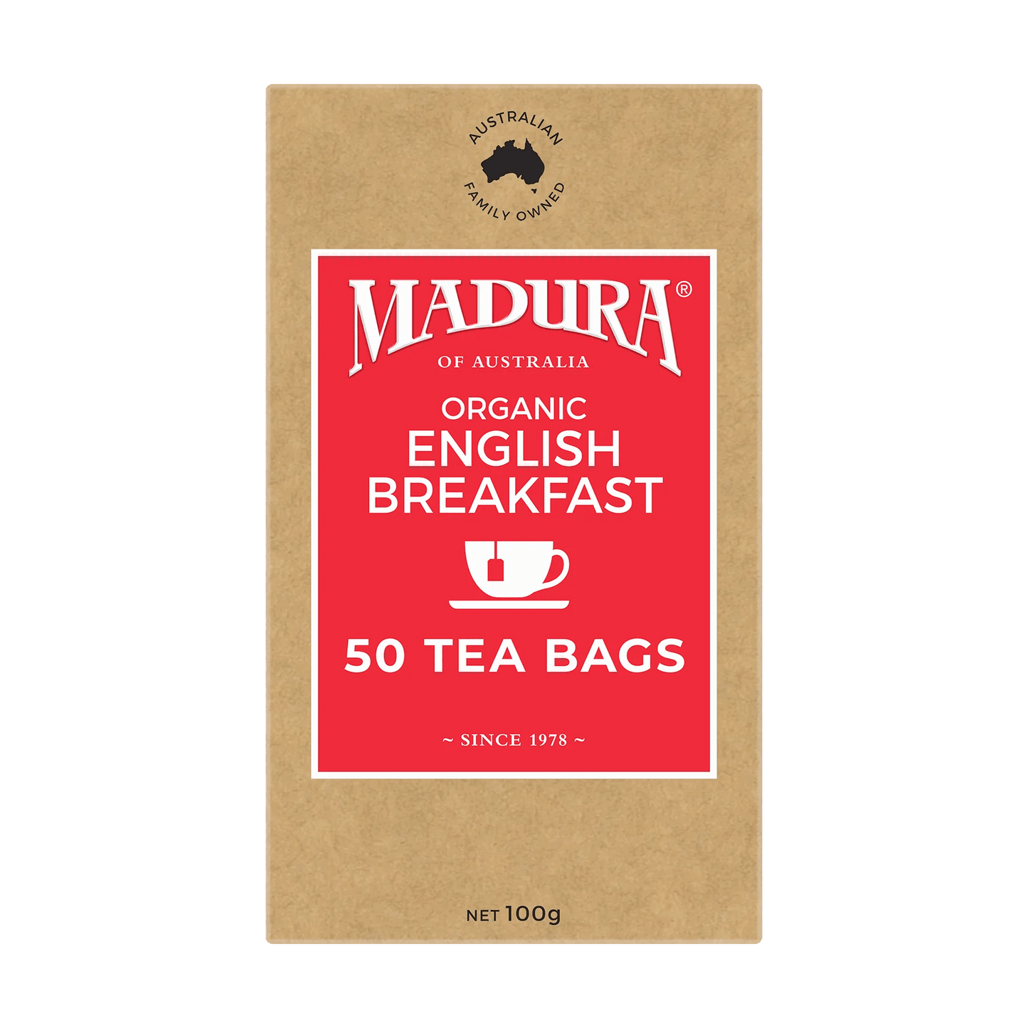 Organic English Breakfast 50 Tea Bags - Madura Tea