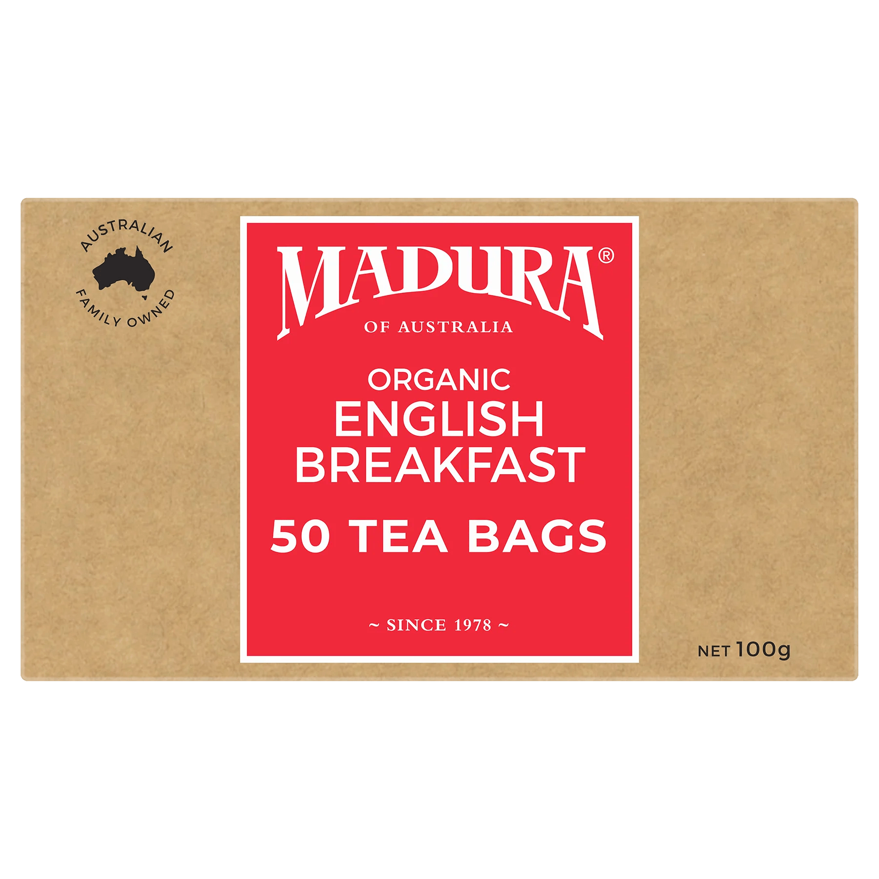 Organic English Breakfast 50 Tea Bags - Madura Tea