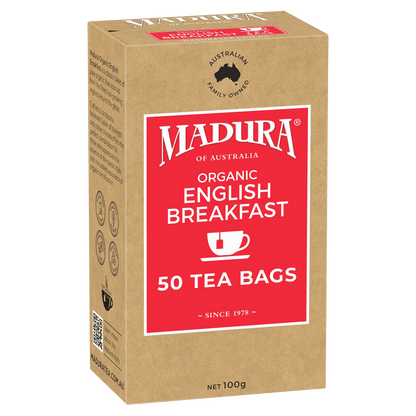 Organic English Breakfast 50 Tea Bags - Madura Tea