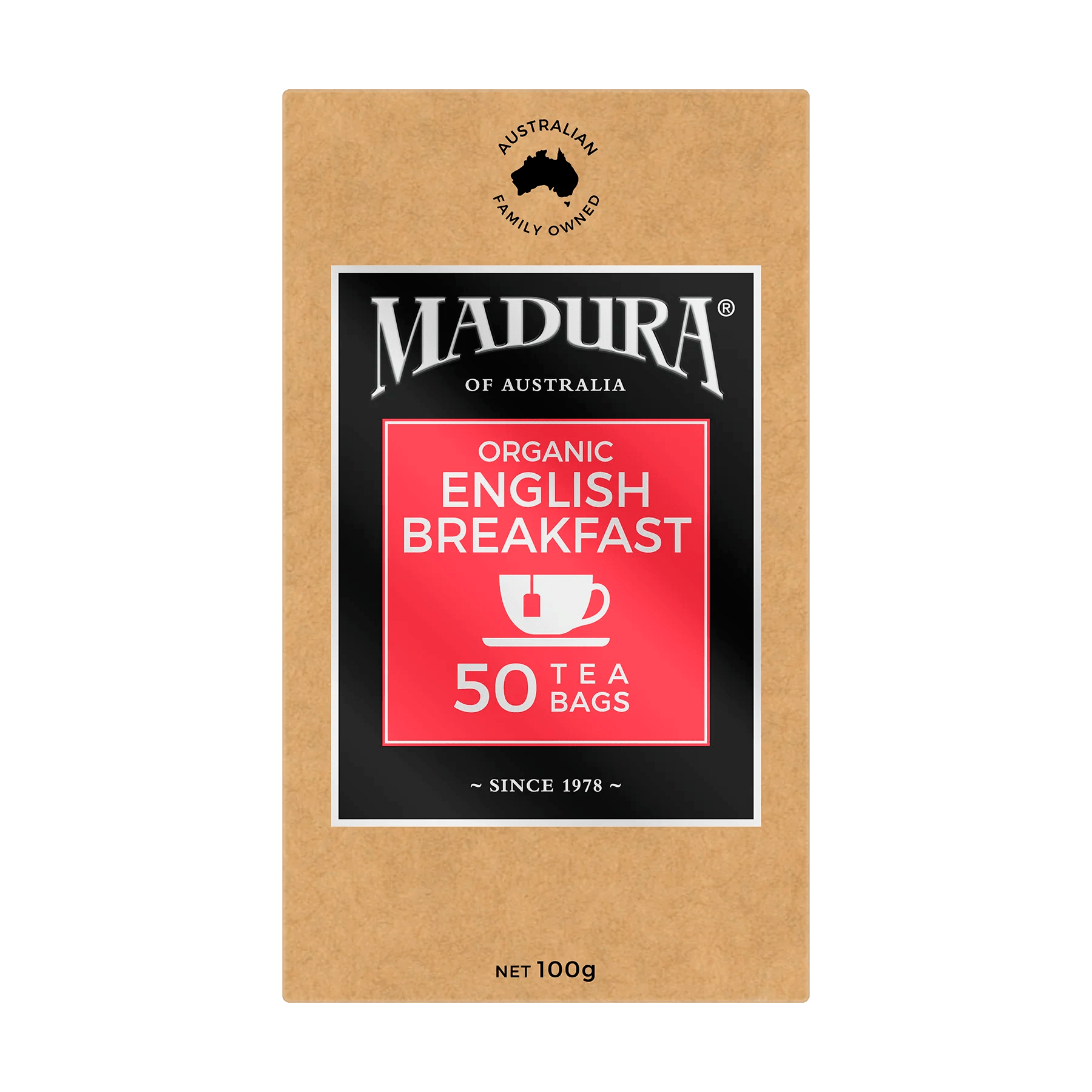 Organic English Breakfast 50 Tea Bags - Madura Tea
