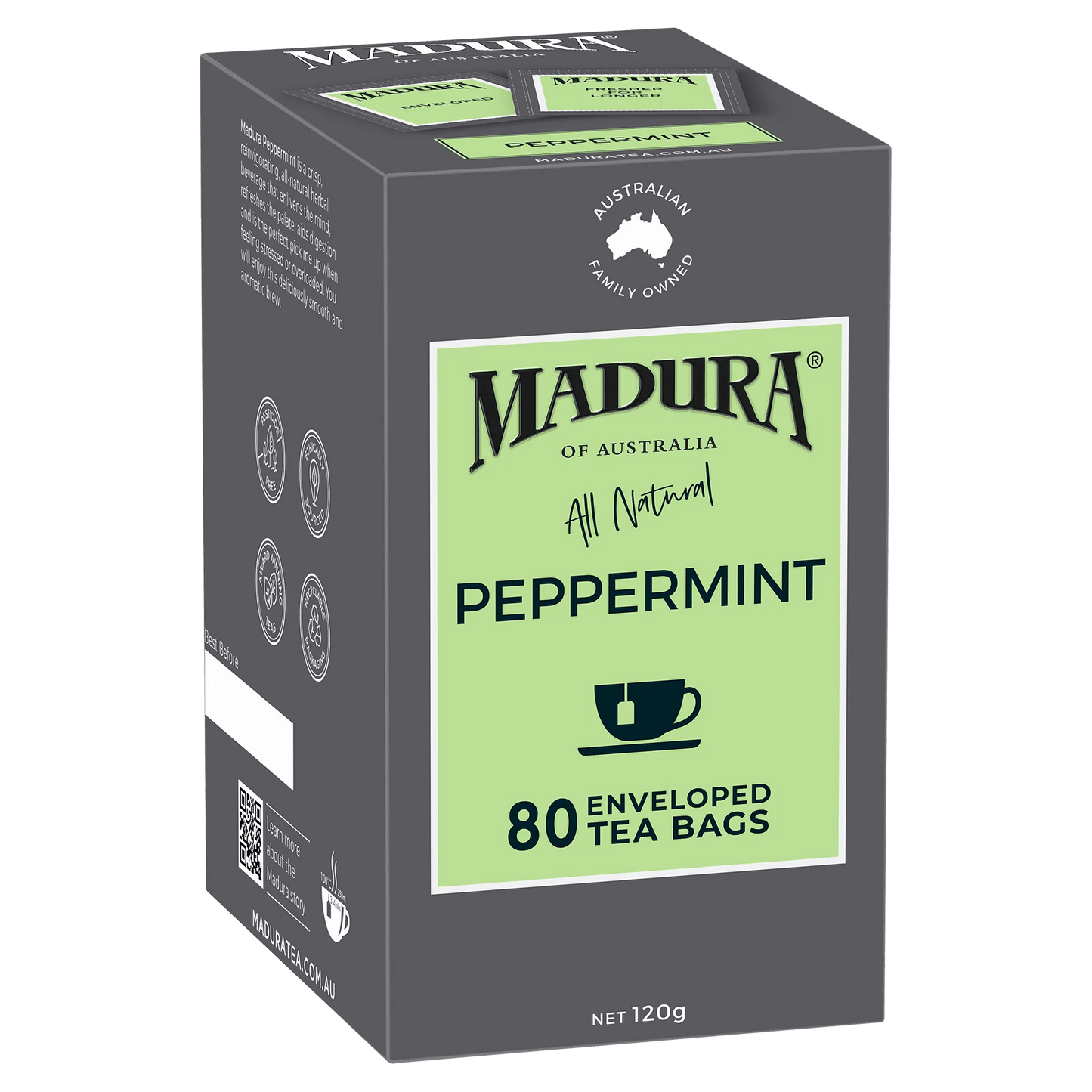 Peppermint 80 Enveloped Tea Bags - Madura Tea