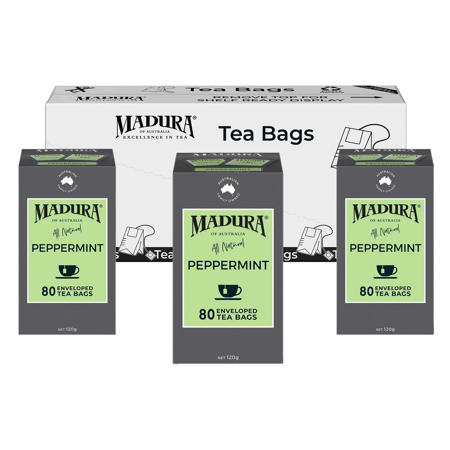 Peppermint 80 Enveloped Tea Bags - Madura Tea