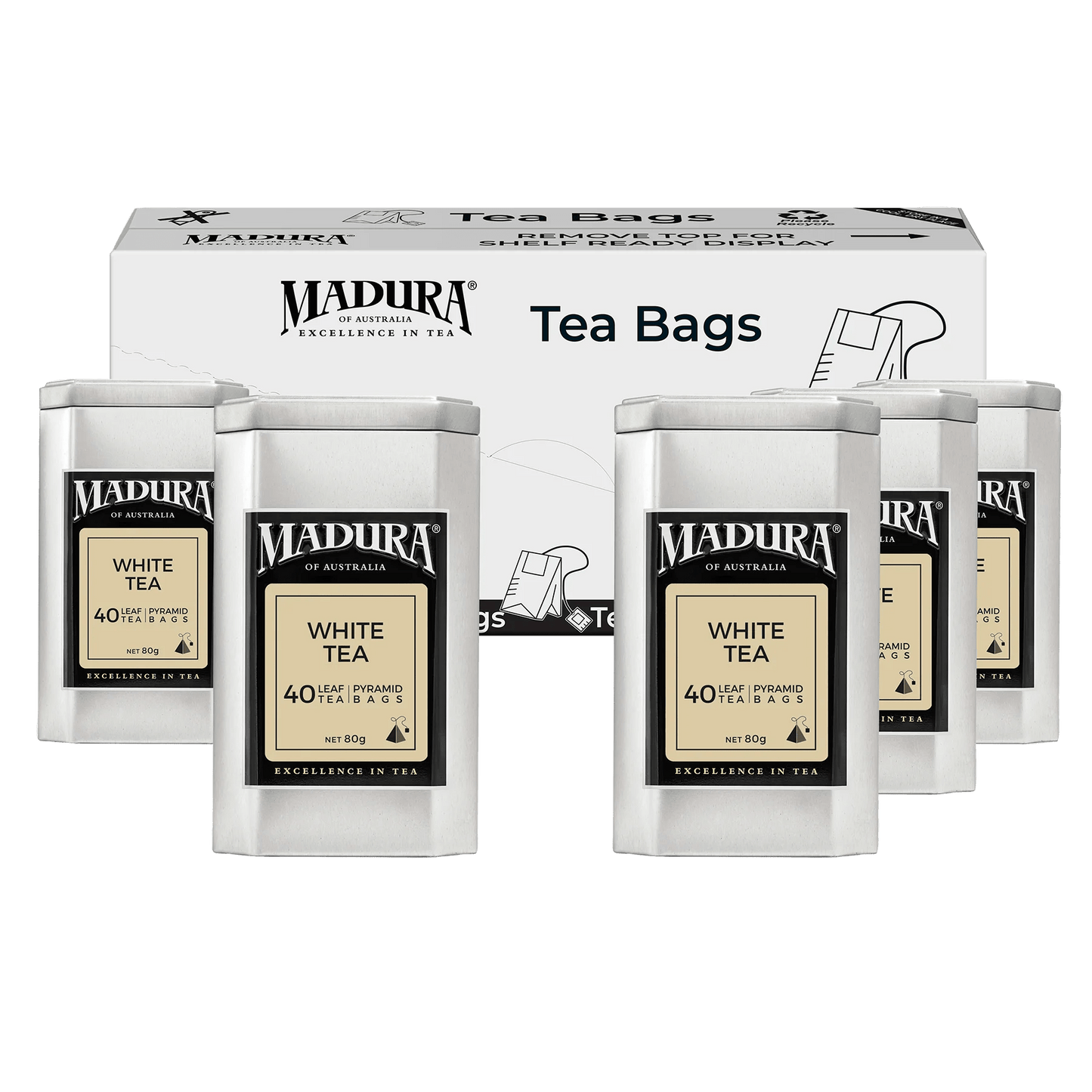White Tea 40 Leaf Infusers in Caddy - Madura Tea