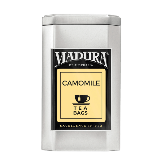Empty Caddy with Camomile Tea Bags Label - Madura Tea