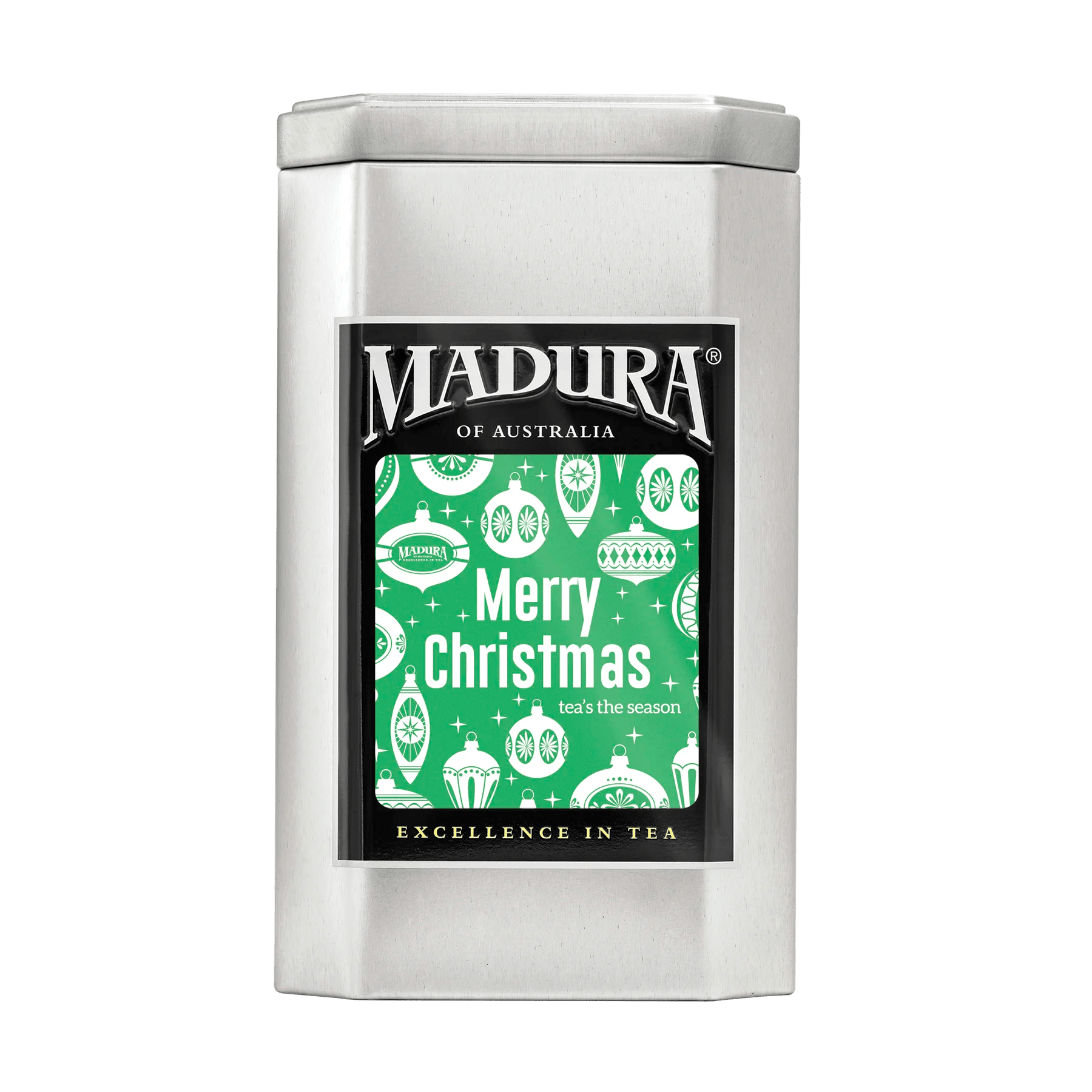 Empty Caddy with Christmas Merry Green Label - Madura Tea