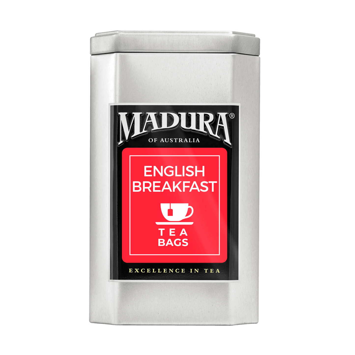 Empty Caddy with English Breakfast Tea Bags Label - Madura Tea