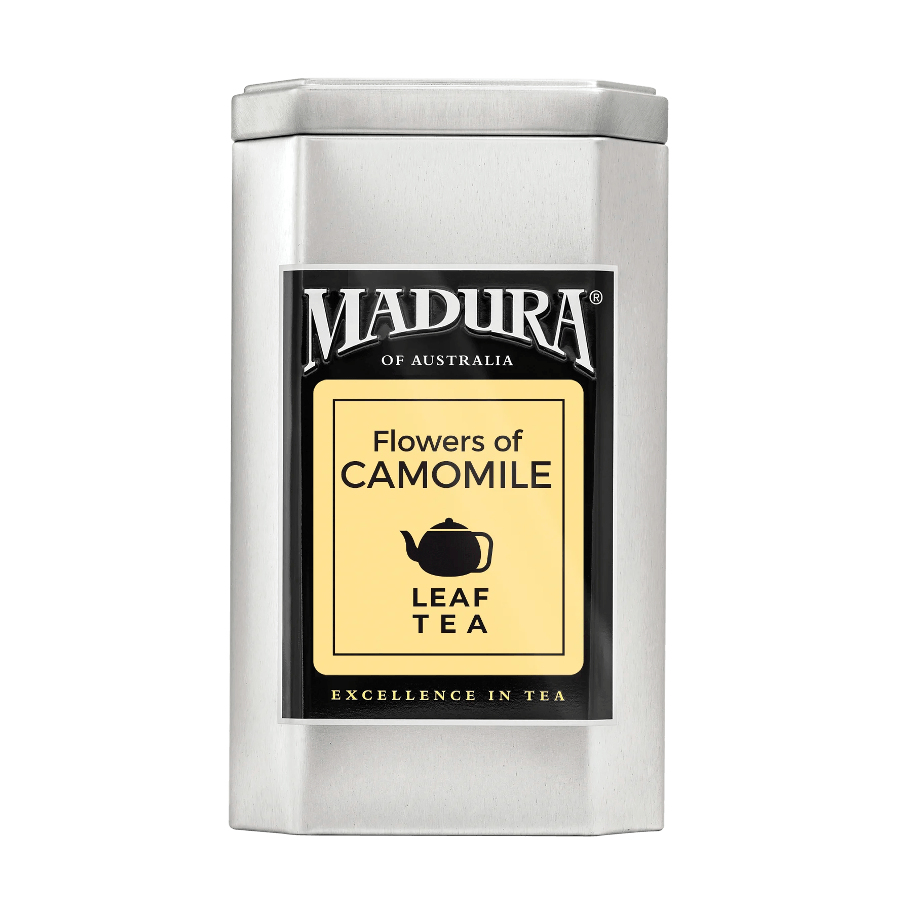 Empty Caddy with Flowers of Camomile Leaf Tea Label - Madura Tea