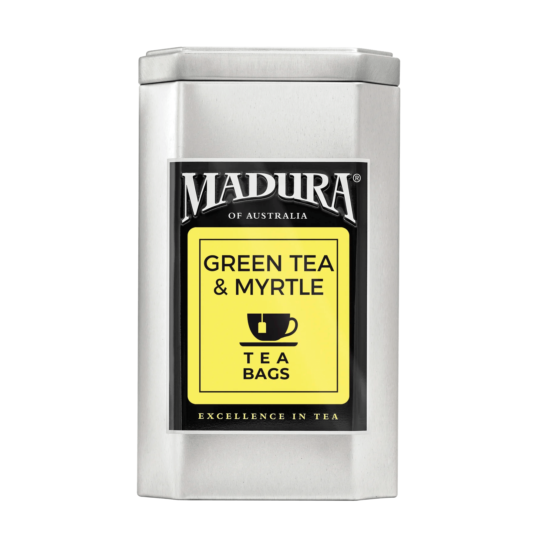 Empty Caddy With Green Tea Australian Lemon Myrtle Tea Bags Label empty-caddy-with-green-tea-australian-lemon-myrtle-tea-bags-label
