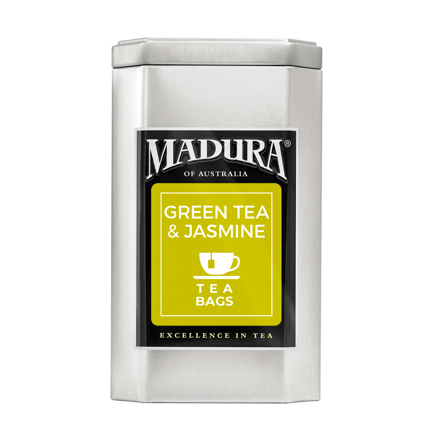 Empty Caddy with Green Tea & Jasmine Tea Bags Label - Madura Tea