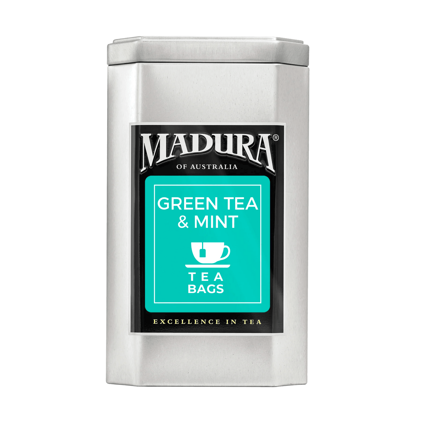 Empty Caddy with Green Tea & Mint Tea Bags Label - Madura Tea