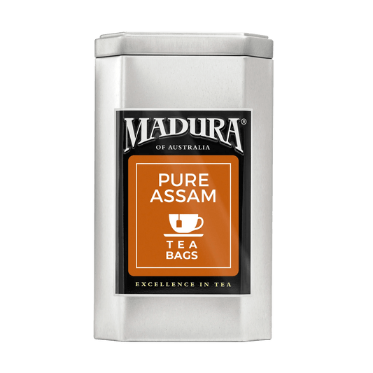 Empty Caddy with Pure Assam Tea Bags Label - Madura Tea