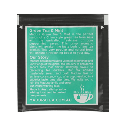 Green Tea & Mint 20 Enveloped Tea Bags - Madura Tea Estates