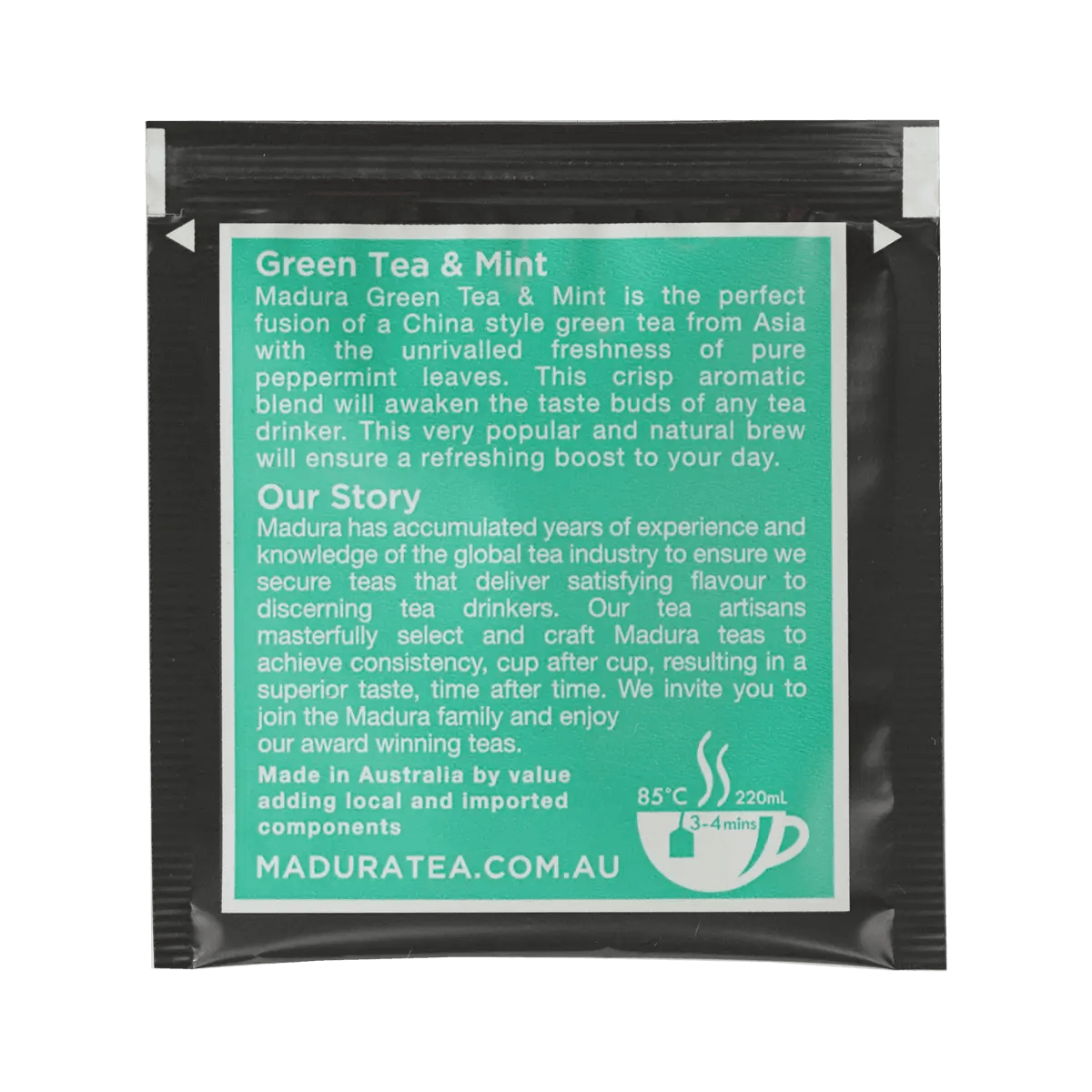 Green Tea & Mint 20 Enveloped Tea Bags - Madura Tea Estates