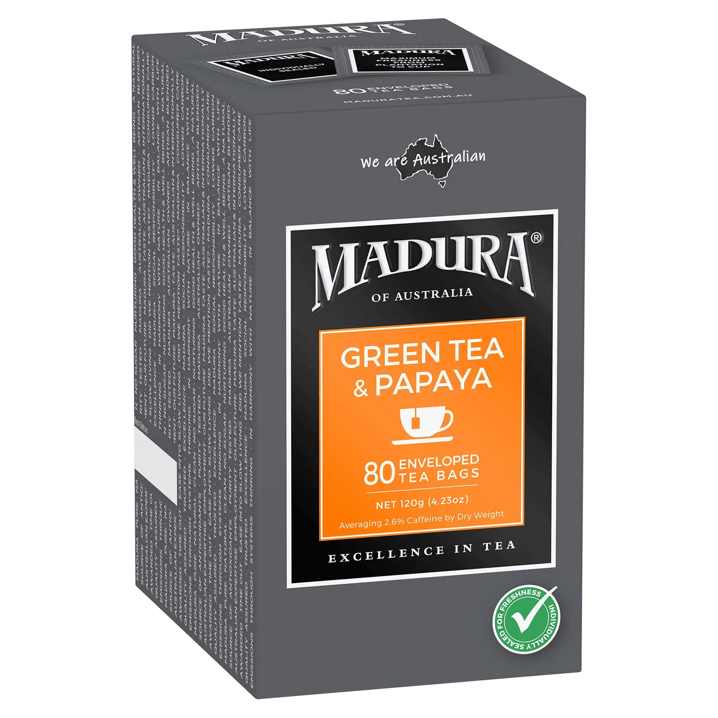 Green Tea & Papaya 80 Enveloped Tea Bags - Madura Tea Estates