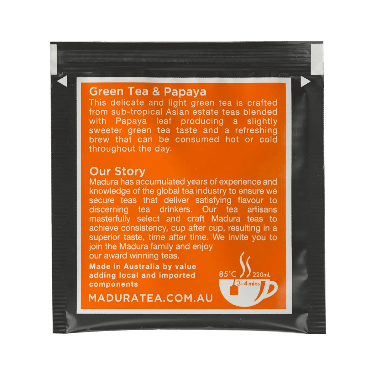 Green Tea & Papaya 80 Enveloped Tea Bags - Madura Tea Estates