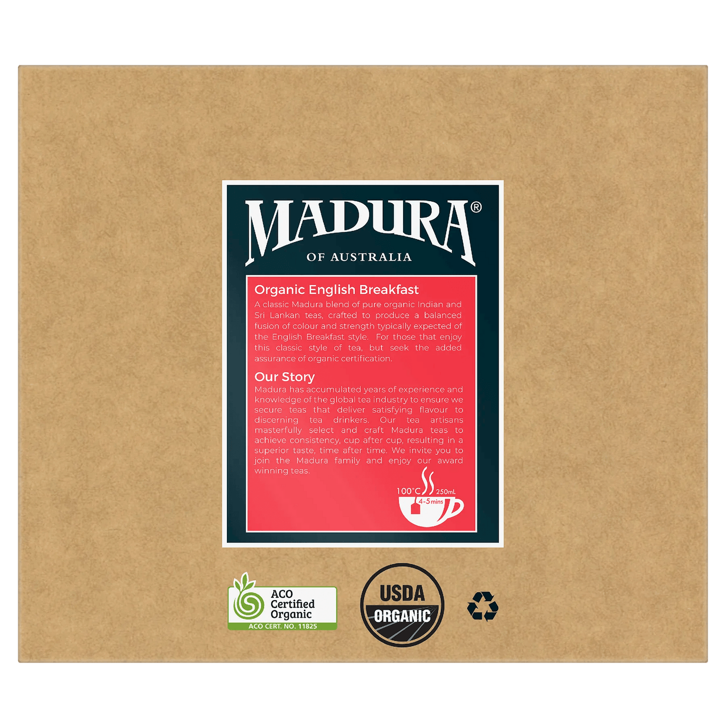 Organic English Breakfast 100 Tea Bags - Madura Tea Estates