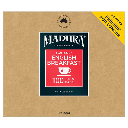 Organic English Breakfast 100 Tea Bags - Madura Tea