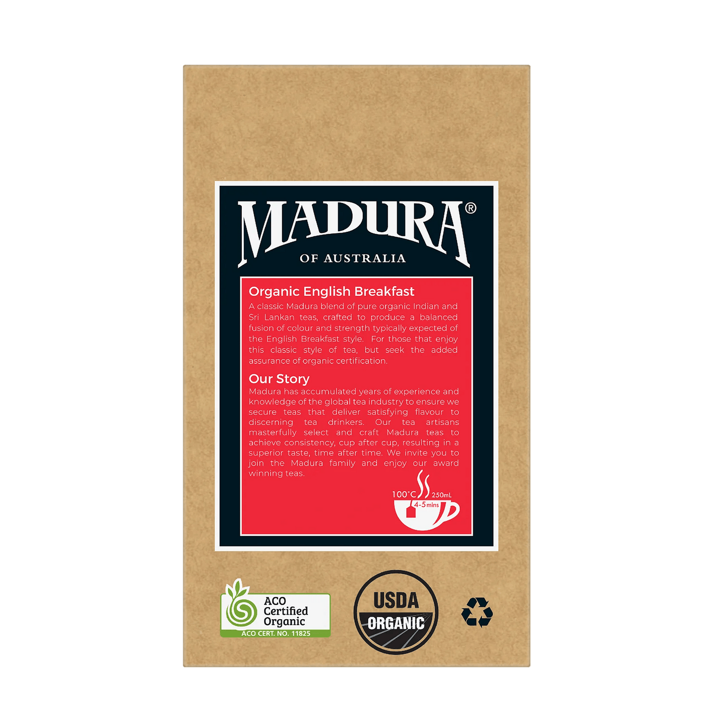 Organic English Breakfast 50 Tea Bags - Madura Tea