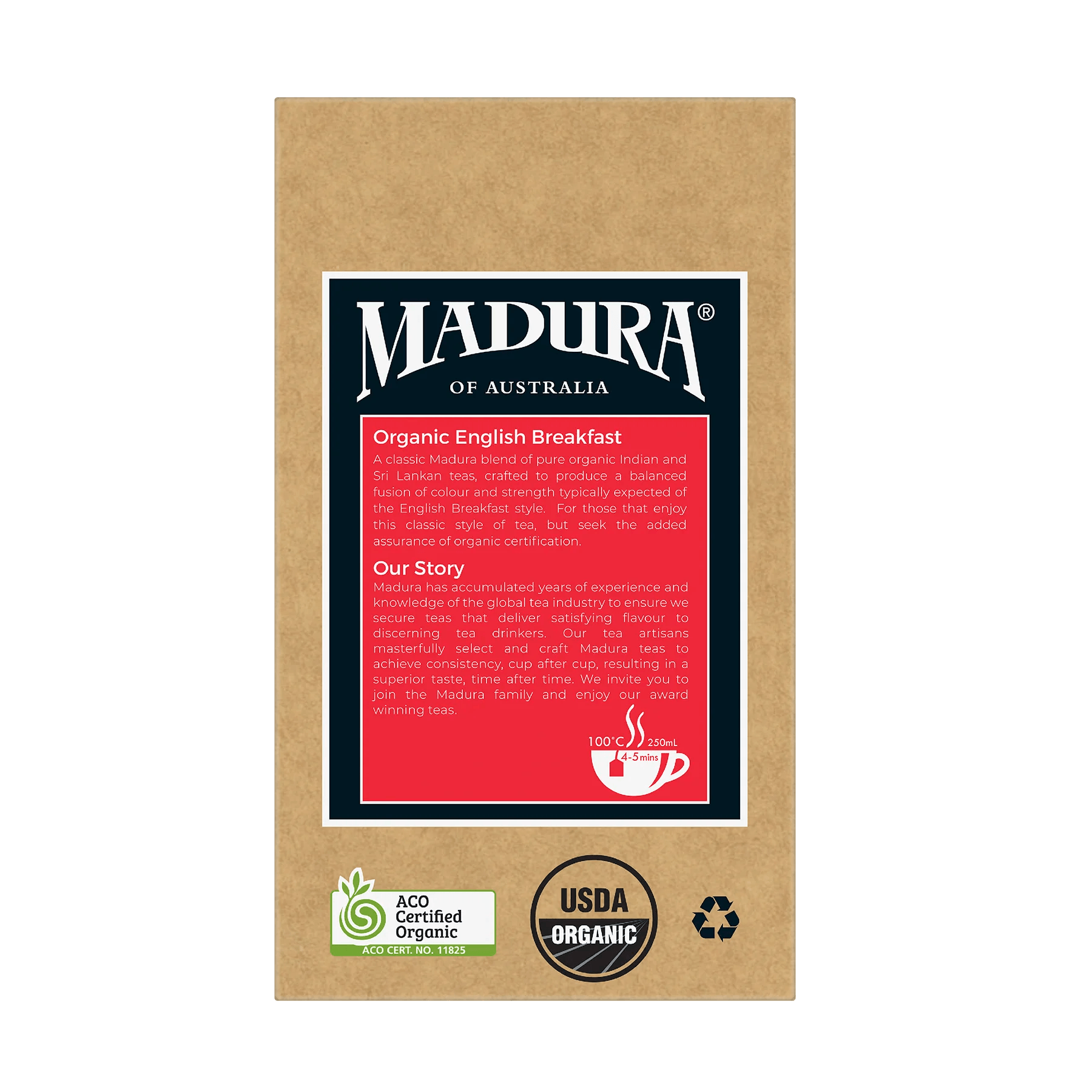 Organic English Breakfast 50 Tea Bags - Madura Tea