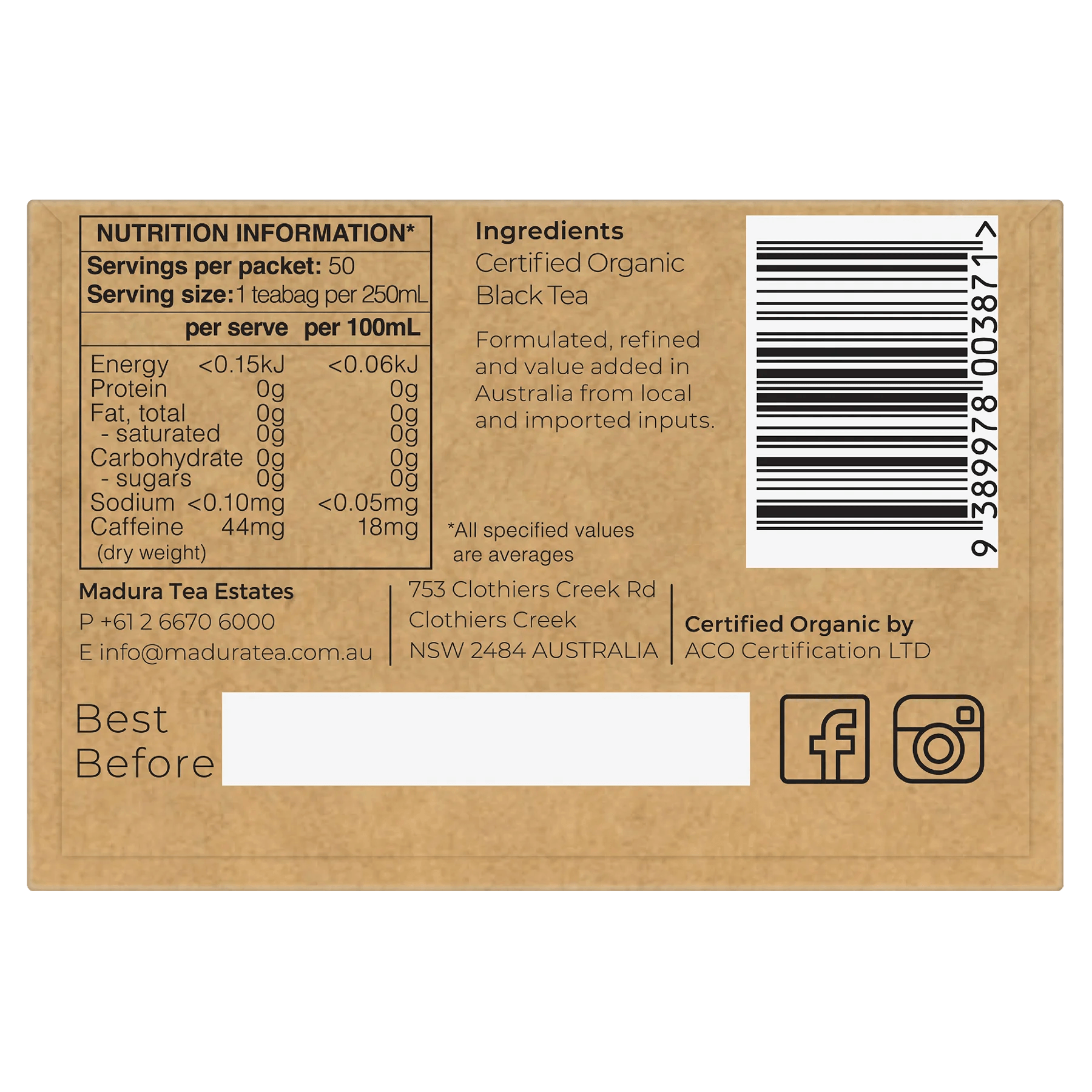 Organic English Breakfast 50 Tea Bags – Madura Tea