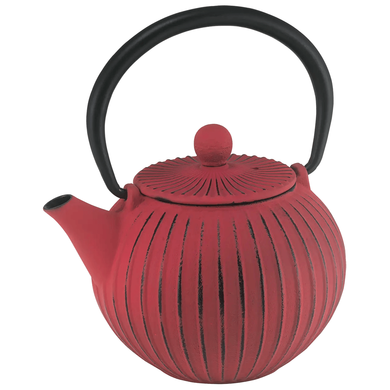 Teapot - Avanti Ribbed Round Cast Iron 500mL - Red - Madura Tea Estates